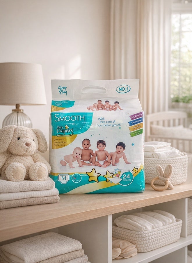 Smooth Feah Smooth Premium Protection Baby Diapers – Medium Size (24 pcs) - Image 5